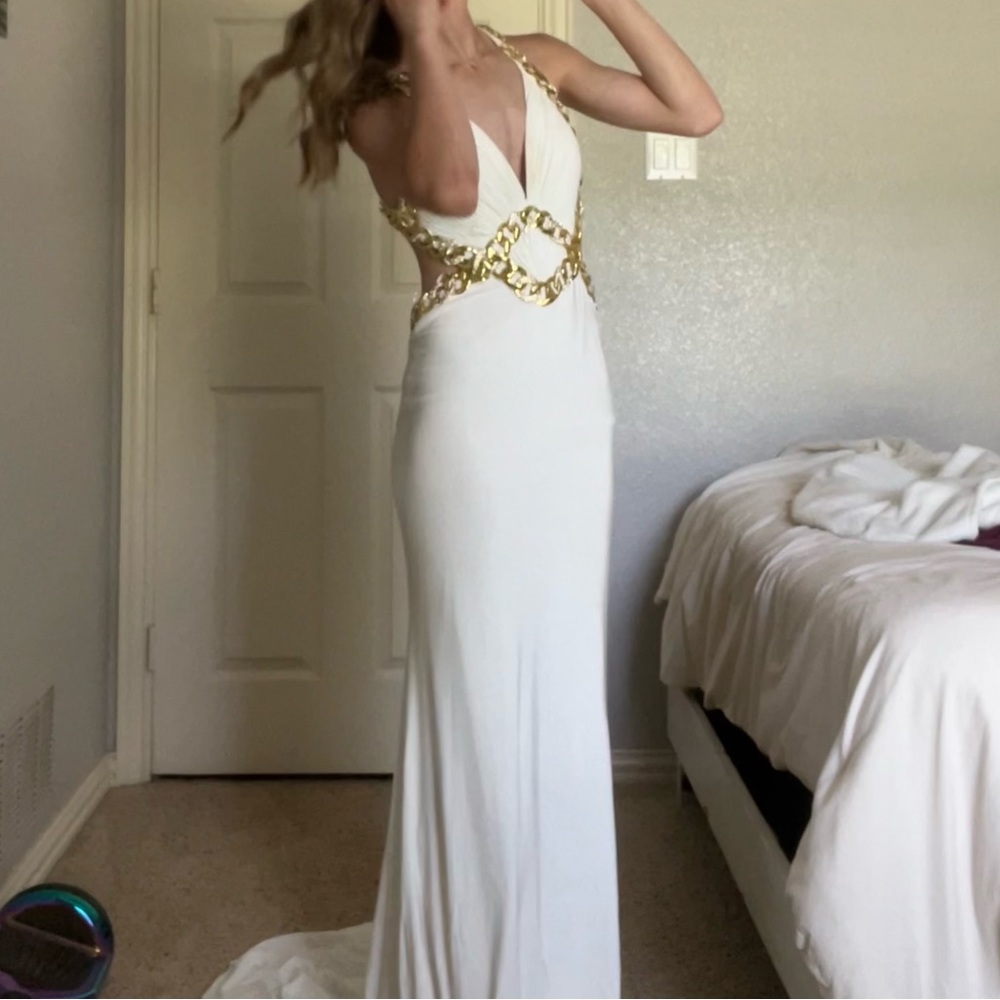 White and Gold Formal Dress